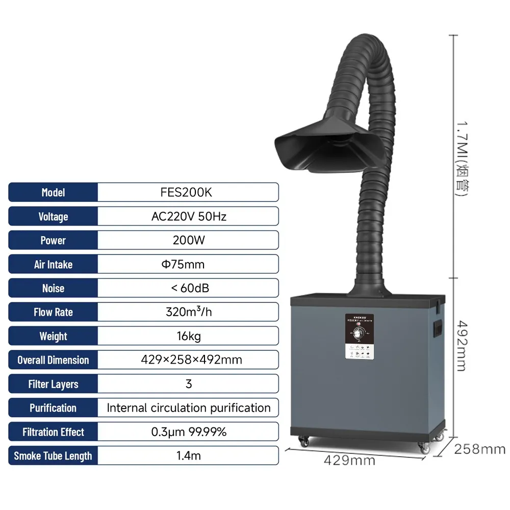 Fume Extractor Laser - KNOKOO 산업용 먼지 필터 레이저 용접