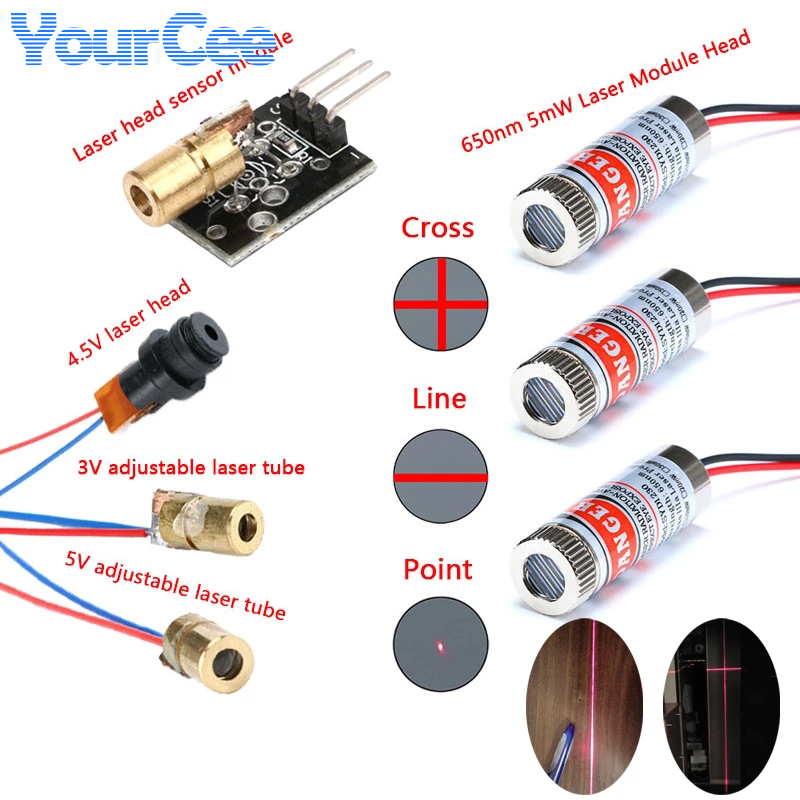 Industrial Laser Head - 2pcs 650nm 5mW 레드 포인트/라인/크로스 레이저