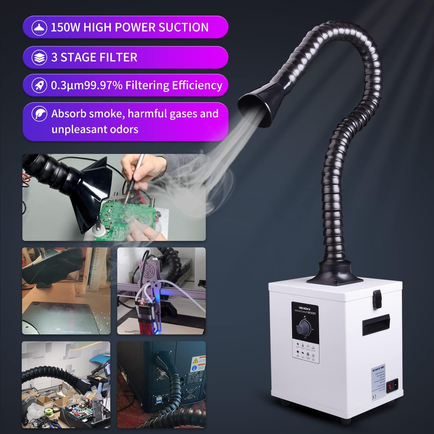 3단계 필터가 있는 연기 추출기, 강력한 흡입 정화기, - Fume Extractor Laser 리뷰 및 가격