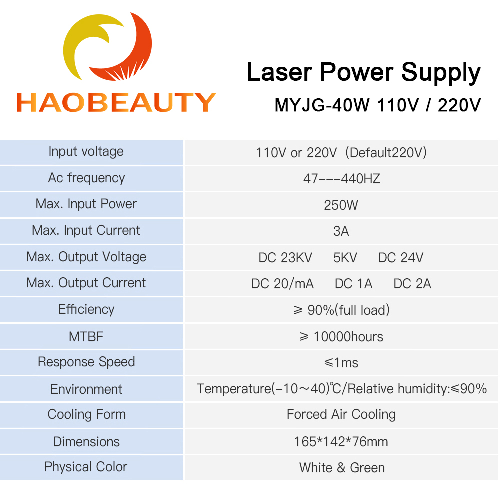 HAOBEAUTY MYJG-40 CO2 레이저 전원 공 - Industrial Laser Cutter 리뷰 및 가격