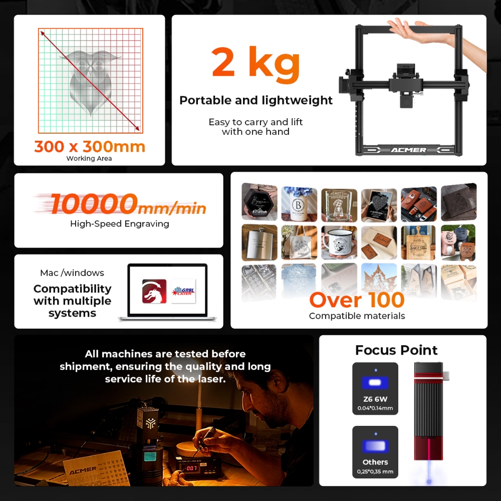 ELIDOR Z6 6W 레이저 조각 및 절단기 CNC  - Industrial Handheld Laser Engraver 리뷰 및 가격