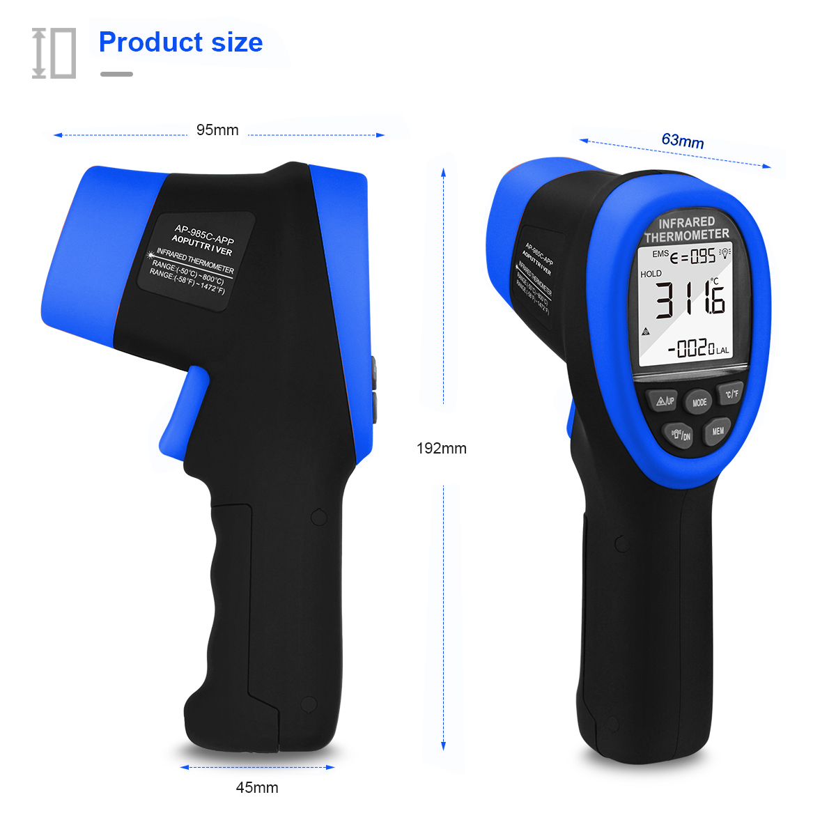 홀드피크 IR 온도계 건 -50 ° C~800 ° C  - Industrial Laser Temperature Sensor 리뷰 및 가격